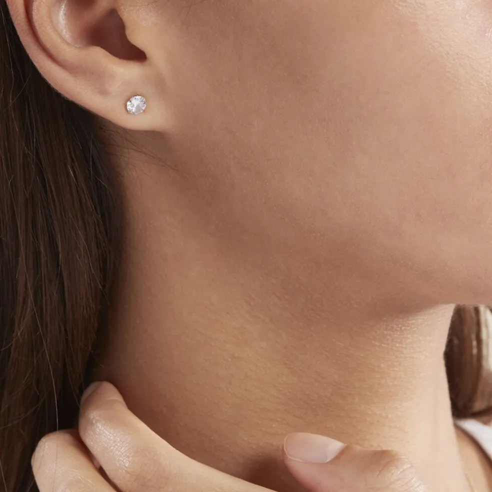 Boucles D'oreilles Puces Or Jaune Katherina Oxyde De Zirconium