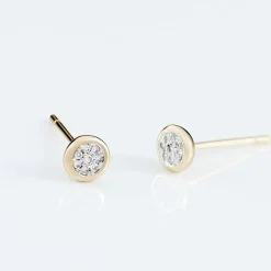 Boucles D'oreilles Puces Or Jaune Diamants