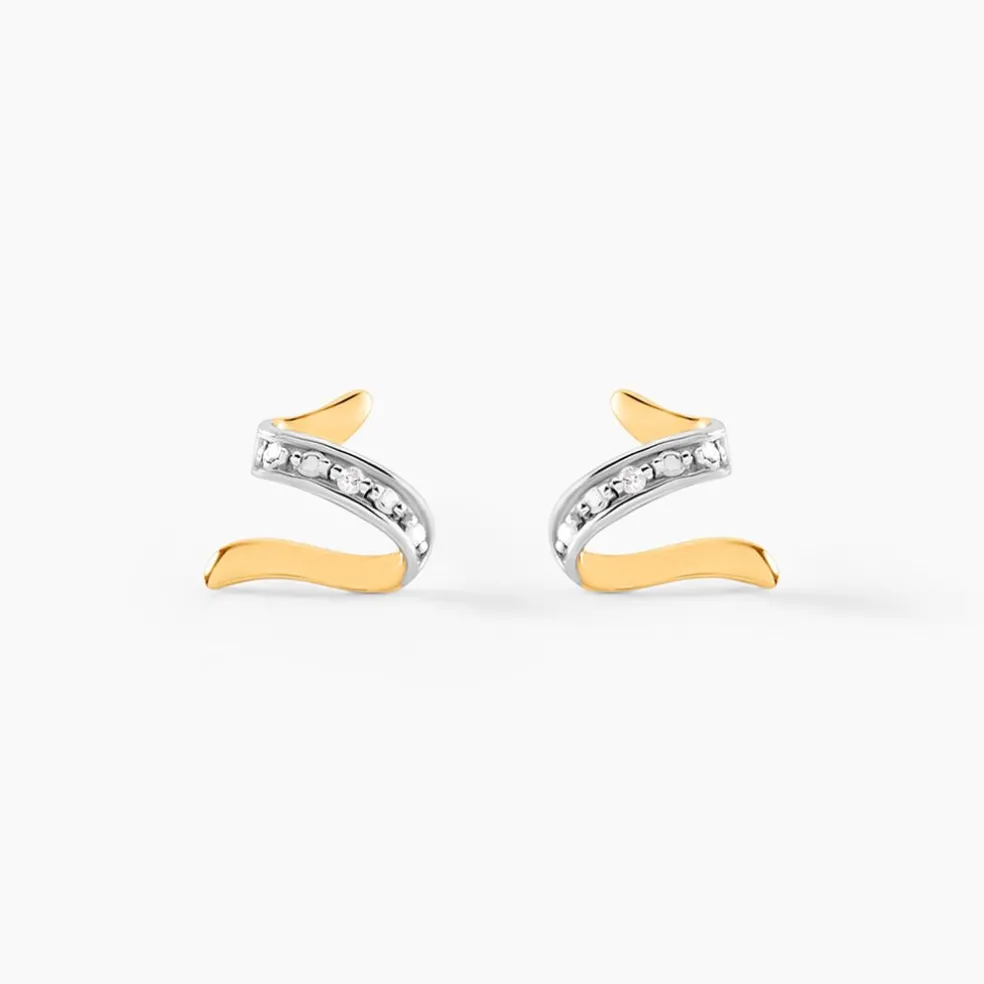 Boucles D'oreilles Puces Ouassima Or Jaune Diamant