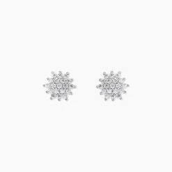 Boucles D'oreilles Puces Or Blanc Kristel Oxydes De Zirconium