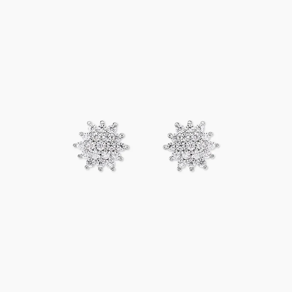 Boucles D'oreilles Puces Or Blanc Kristel Oxydes De Zirconium