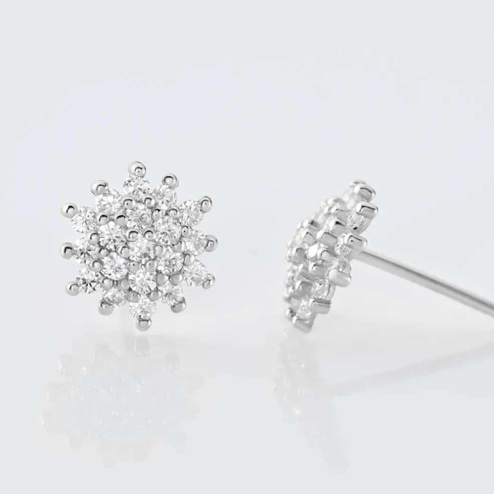 Boucles D'oreilles Puces Or Blanc Kristel Oxydes De Zirconium