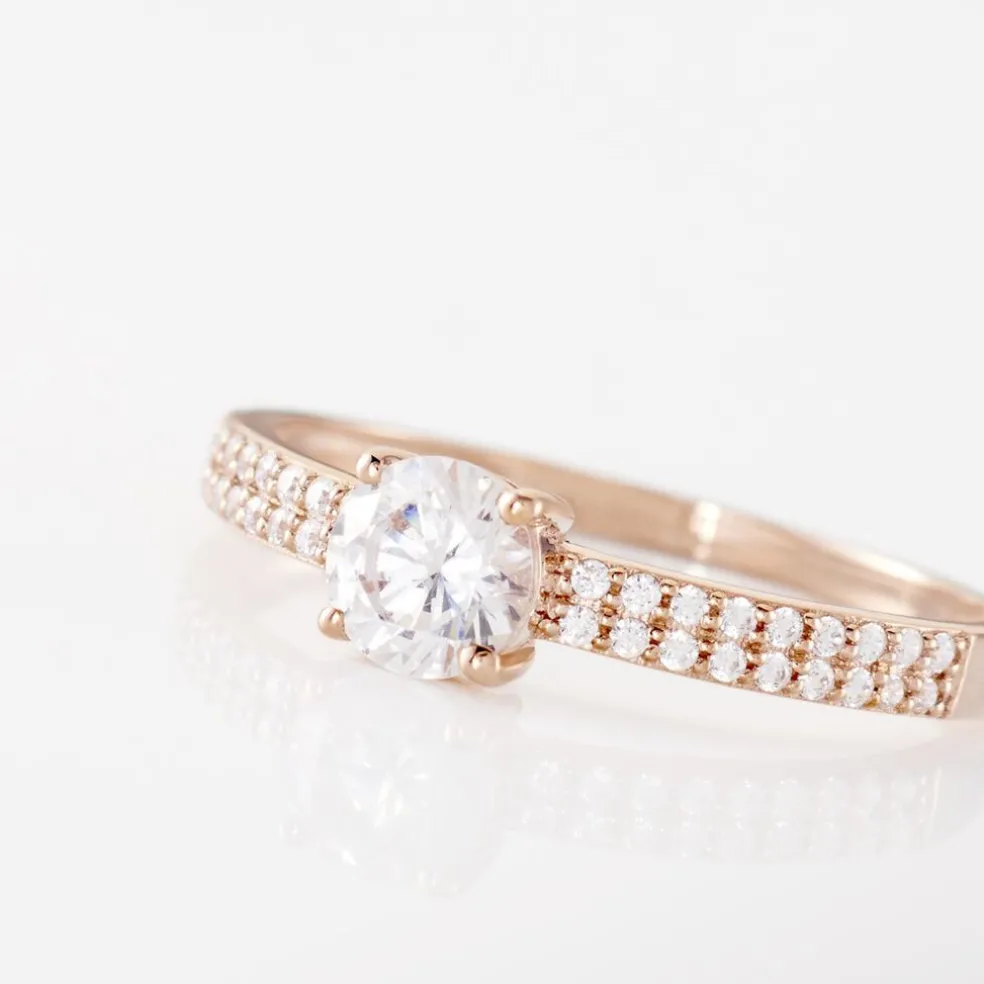 Boucles D'oreilles Puces Or Rose Maeva Topazes Oxydes De Zirconium