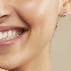 Boucles D'oreilles Puces Osie Argent Blanc