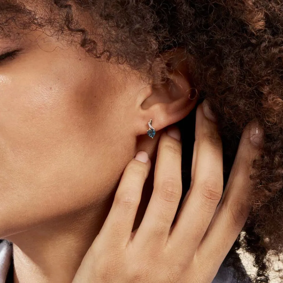 Boucles D'oreilles Puces Or Jaune Clothilde Topaze Et Oxydes