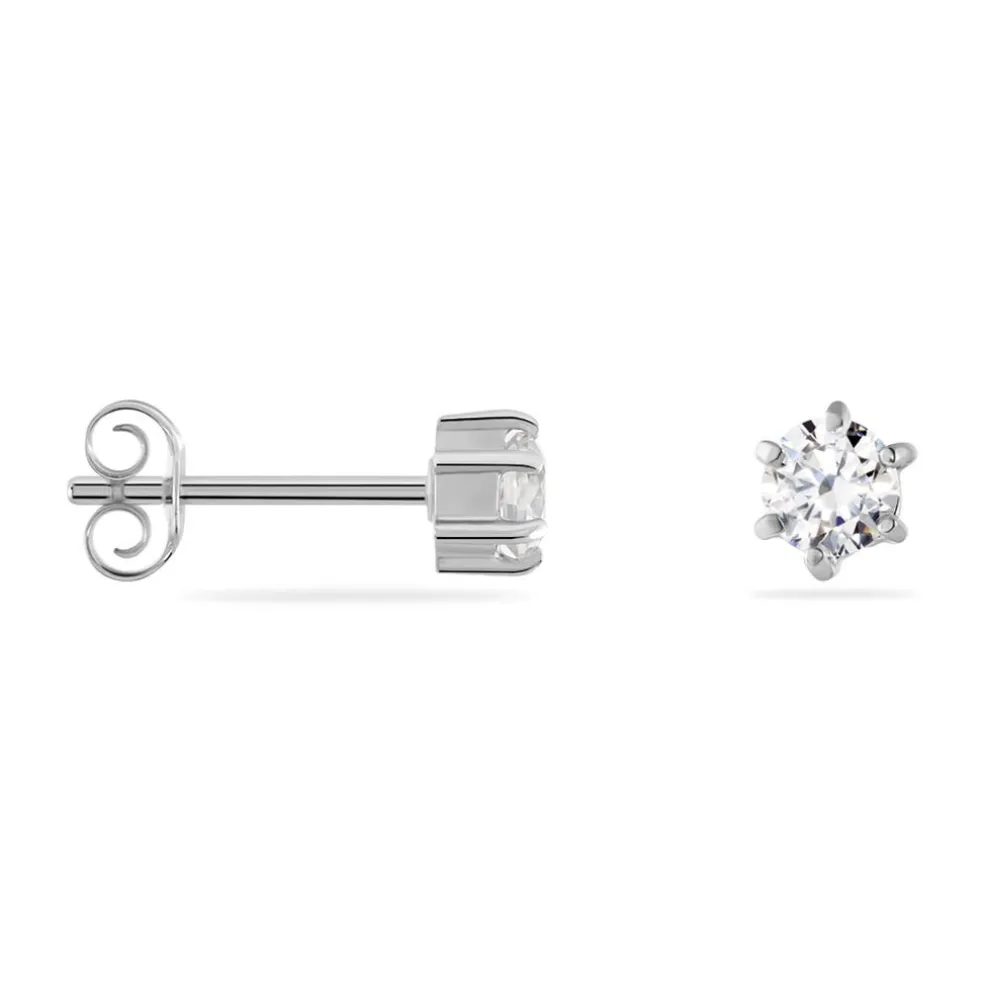 Boucles D'oreilles Puces Petrine Argent Blanc Oxyde De Zirconium