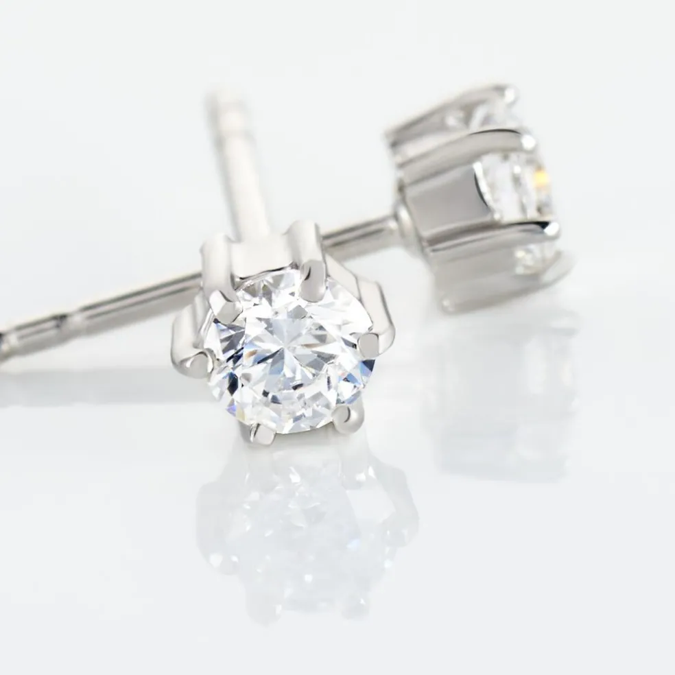 Boucles D'oreilles Puces Petrine Argent Blanc Oxyde De Zirconium