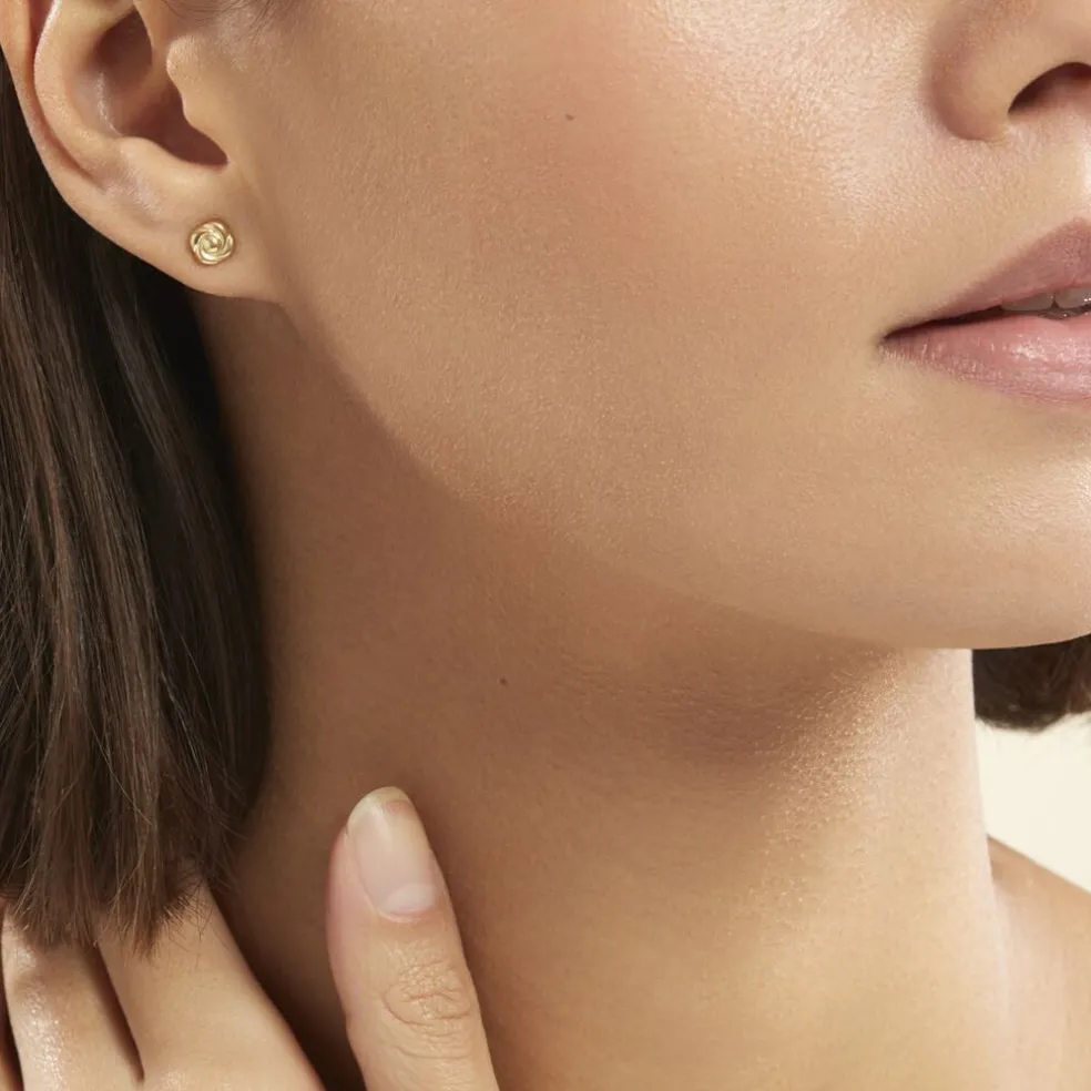 Boucles D'oreilles Puces Philine Fleur Or Jaune