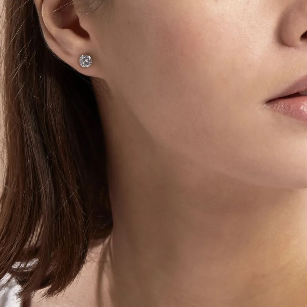 Boucles D'oreilles Puces Philia Argent Blanc Oxyde De Zirconium
