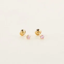 Boucles D'oreilles Puces Pepita Or Jaune Oxyde De Zirconium