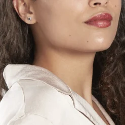 Boucles D'oreilles Puces Potentille Or Jaune Saphir