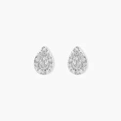Boucles D'oreilles Puces Pear C Or Jaune Diamant