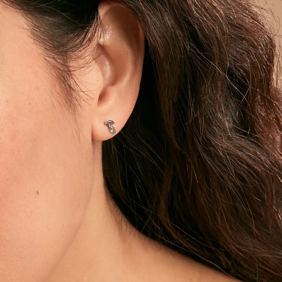 Boucles D'oreilles Puces Pelya Or Jaune Oxyde De Zirconium