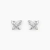 Boucles D'oreilles Puces Papillon Or Blanc Diamant