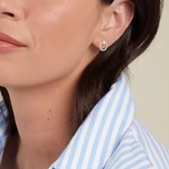 Boucles D'oreilles Puces Piety Or Jaune Perle De Culture Oxyde