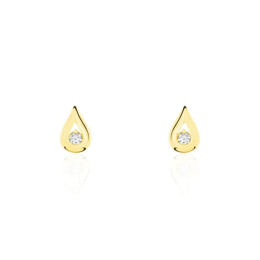 Boucles D'oreilles Puces Purete Or Jaune Diamant