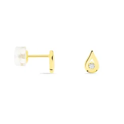 Boucles D'oreilles Puces Purete Or Jaune Diamant