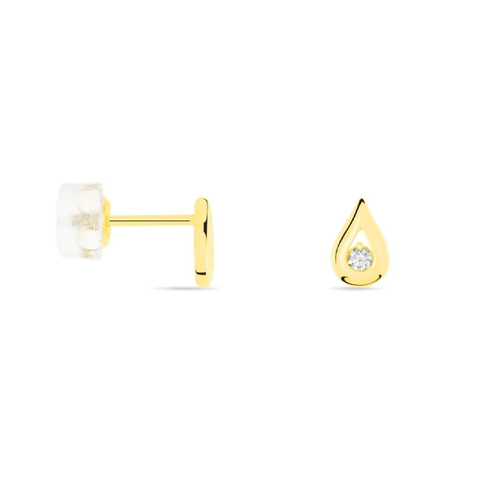 Boucles D'oreilles Puces Purete Or Jaune Diamant