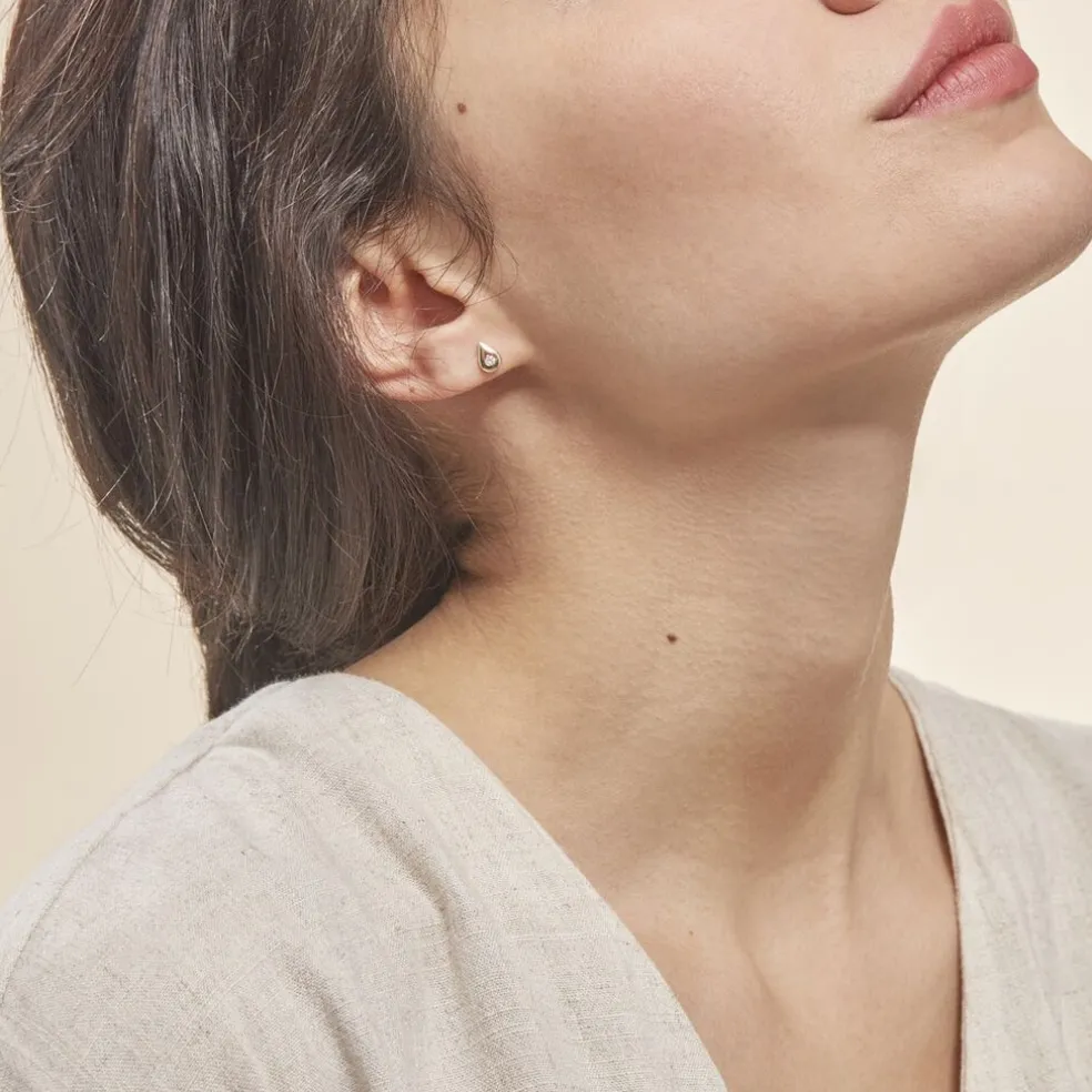 Boucles D'oreilles Puces Purete Or Jaune Diamant