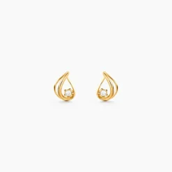 Boucles D'Oreilles Puces Pramod Or Jaune Oxyde De Zirconium