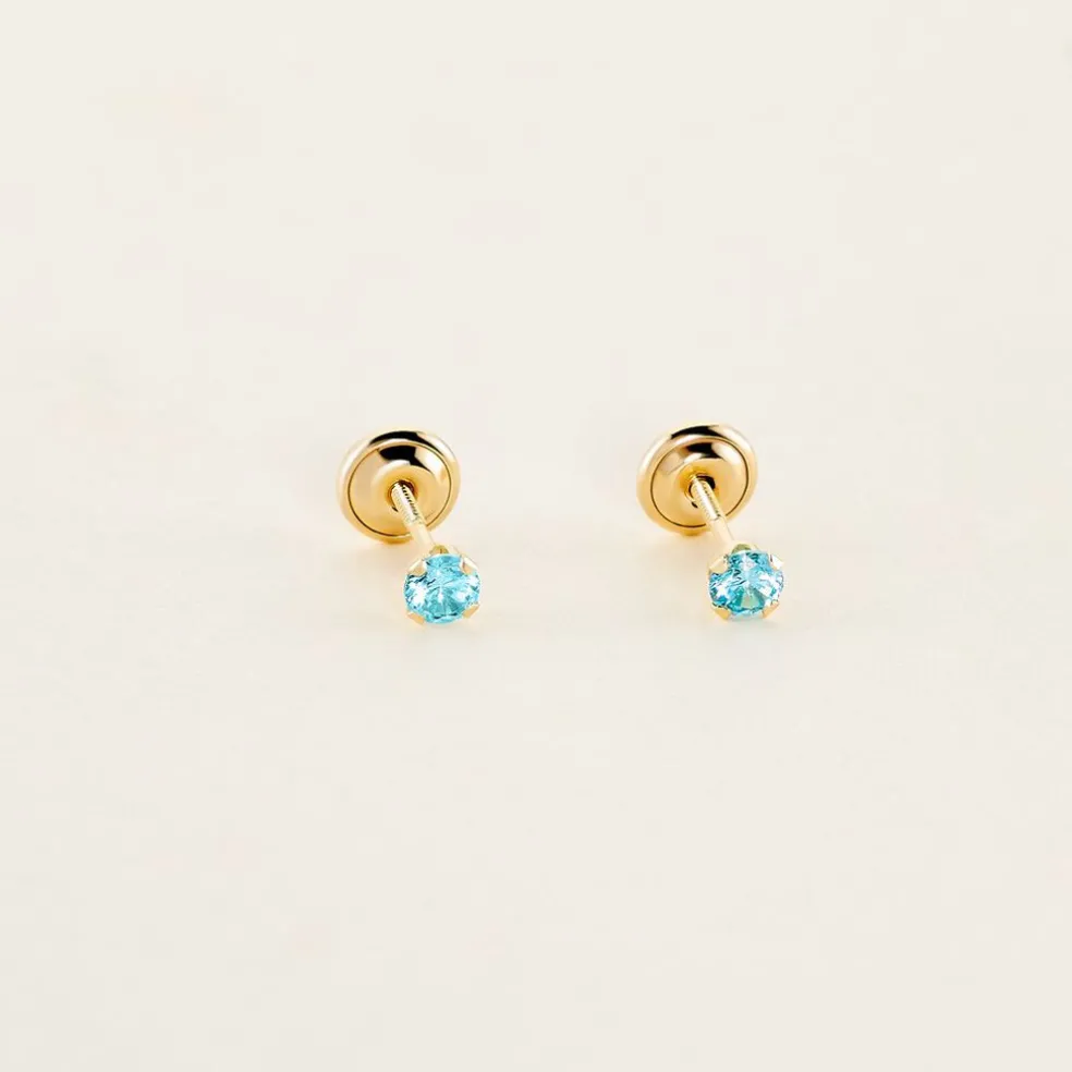 Boucles D'oreilles Puces Pepita Or Jaune Oxyde De Zirconium