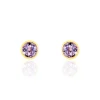 Boucles D'oreilles Puces Parmeclos Or Jaune Amethyste