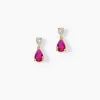 Boucles D'Oreilles Puces Porfirio Or Jaune Rubis Diamant