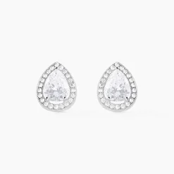 Boucles D'oreilles Puces Pilar Argent Blanc Oxyde De Zirconium