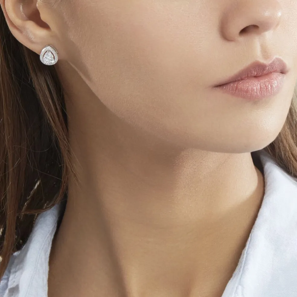 Boucles D'oreilles Puces Pilar Argent Blanc Oxyde De Zirconium