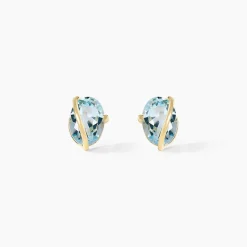 Boucles D'oreilles Puces Prudencia Or Jaune Topaze