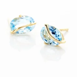 Boucles D'oreilles Puces Prudencia Or Jaune Topaze