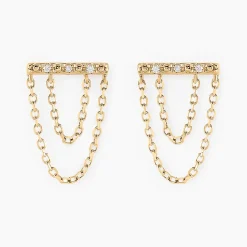 Boucles D'oreilles Puces Phile Or Jaune Diamant