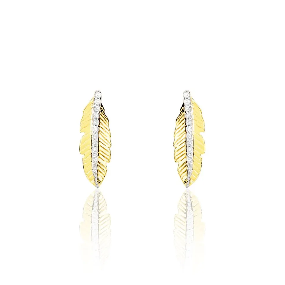 Boucles D'oreilles Puces Paola Or Jaune Diamant