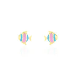 Boucles D'oreilles Puces Poisson Or Jaune