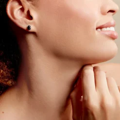 Boucles D'oreilles Puces Prudencia Or Blanc Saphir