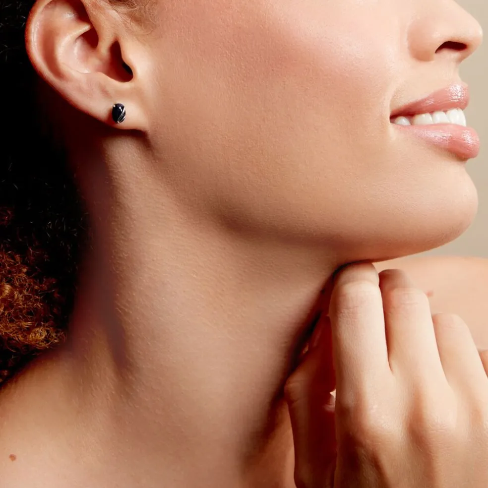 Boucles D'oreilles Puces Prudencia Or Blanc Saphir