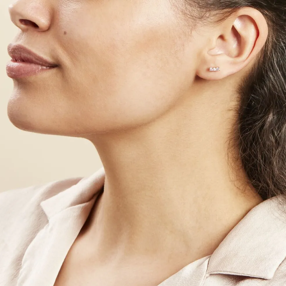 Boucles D'oreilles Puces Plaqué Or Jaune Alodia Oxyde De Zirconium