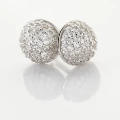 Boucles D'oreilles Puces Perta Argent Blanc Oxyde De Zirconium