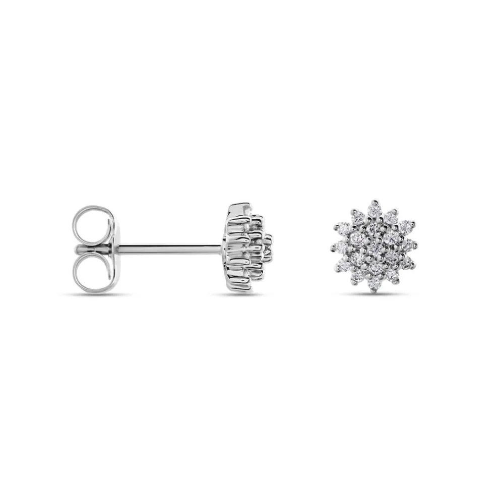 Boucles D'oreilles Puces Platine Alden Diamants