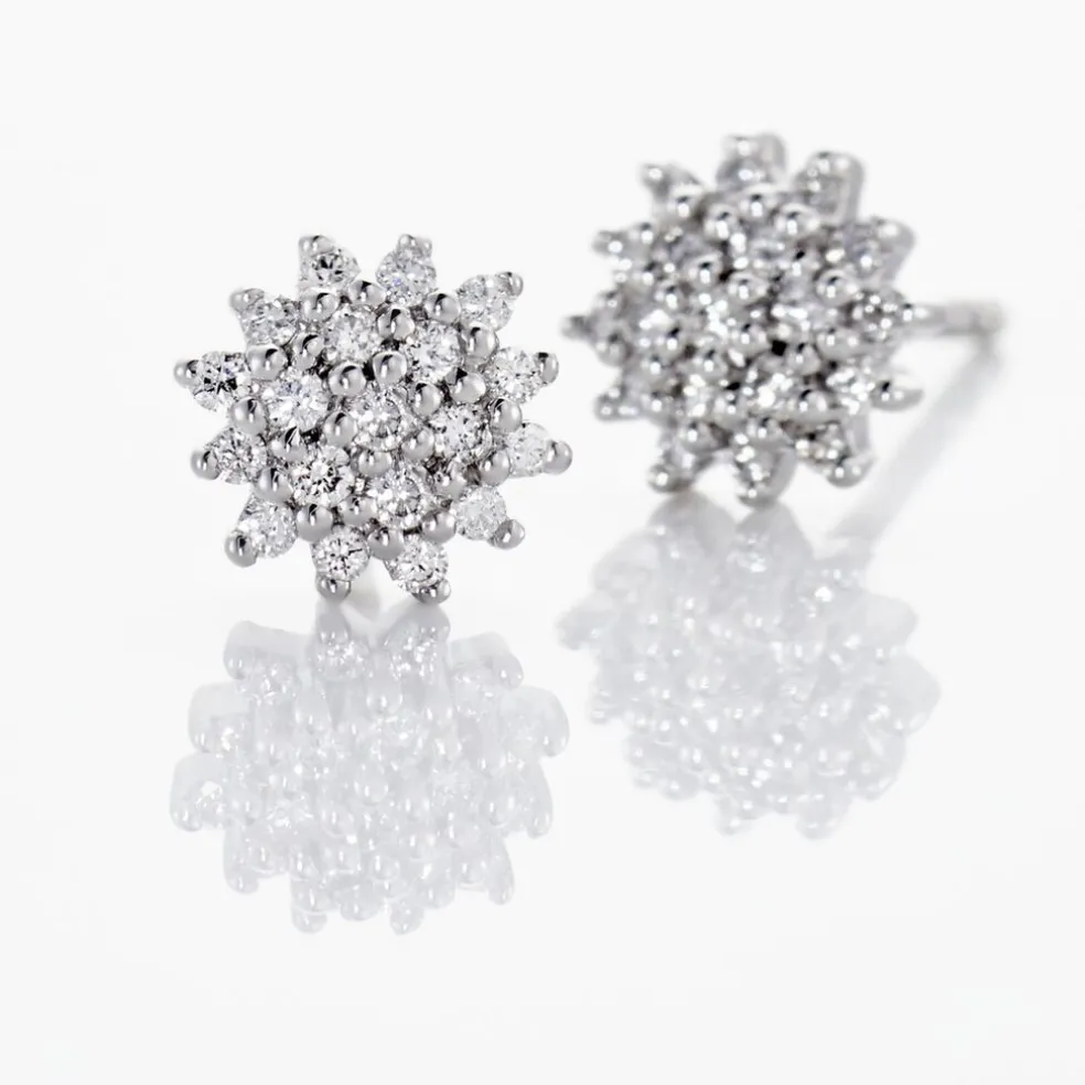 Boucles D'oreilles Puces Platine Alden Diamants