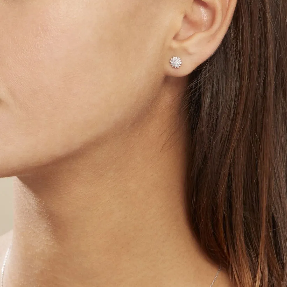 Boucles D'oreilles Puces Platine Alden Diamants