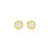 Boucles D'oreilles Puces Pastille Serti Clos Or Jaune Oxyde