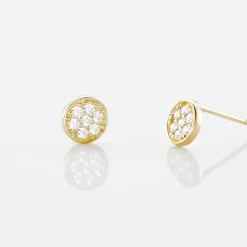 Boucles D'oreilles Puces Pastille Serti Clos Or Jaune Oxyde