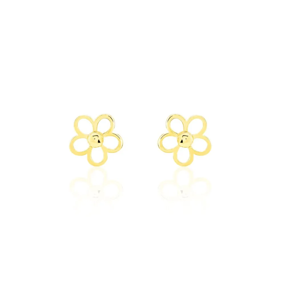 Boucles D'oreilles Puces Philine Fleur Or Jaune