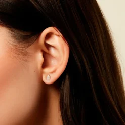 Boucles D'Oreilles Puces Pilvi Or Jaune Oxyde De Zirconium