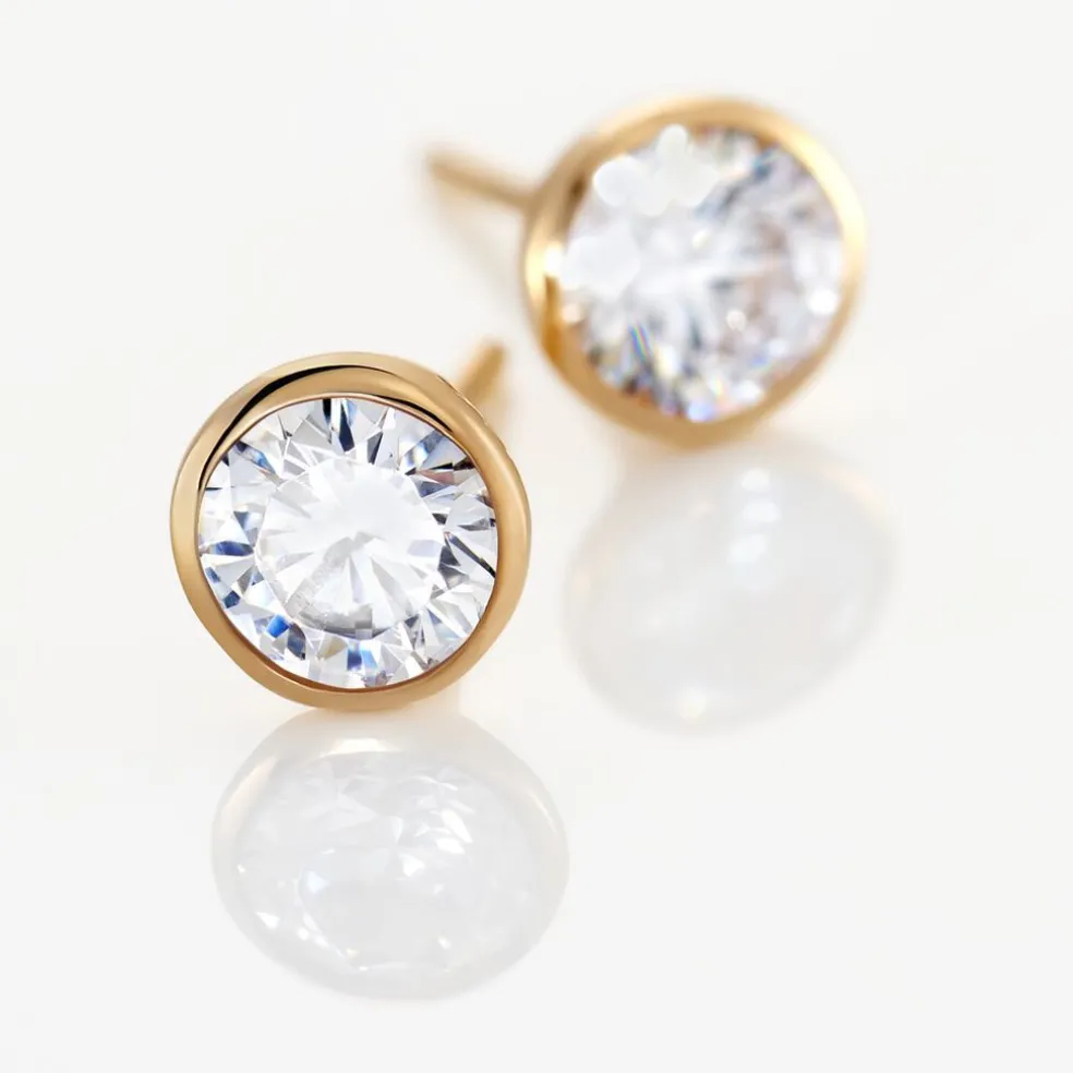 Boucles D'oreilles Puces Plaqué Or Jaune Niclaus Oxyde