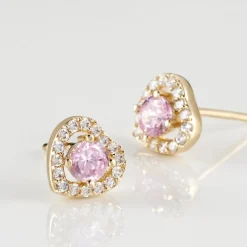 Boucles D'oreilles Puces Plaqué Or Jaune Alais Oxyde De Zirconium