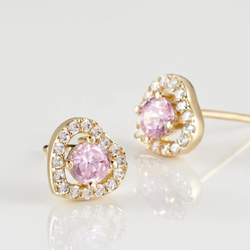 Boucles D'oreilles Puces Plaqué Or Jaune Alais Oxyde De Zirconium