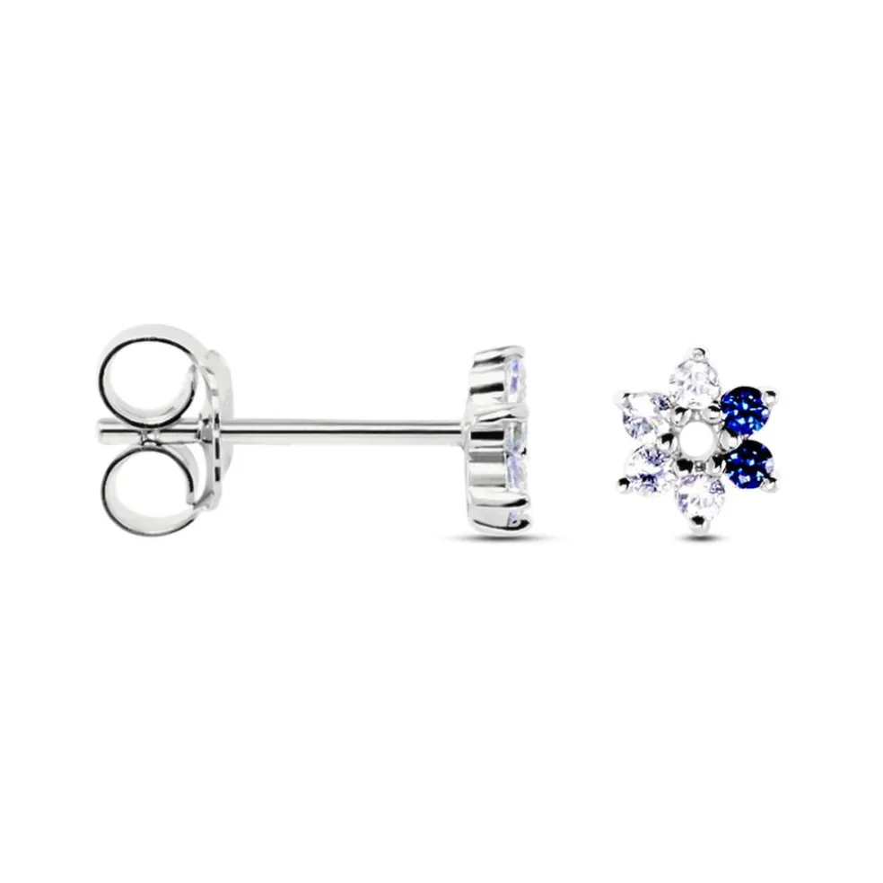 Boucles D'oreilles Puces Pavel Argent Blanc Oxyde De Zirconium