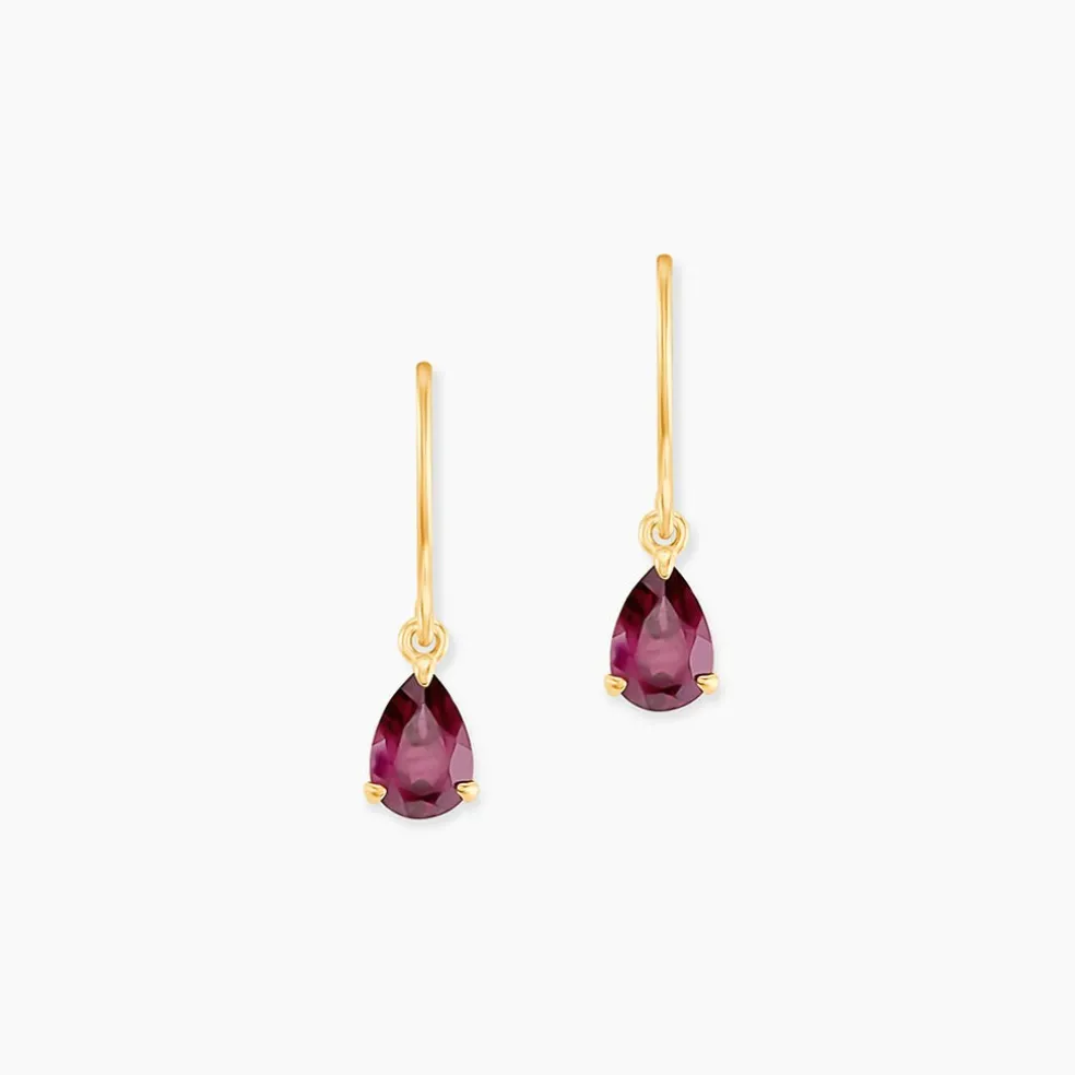 Boucles D'oreilles Puces Rhodolite Kayline Or Jaune Rhodolite